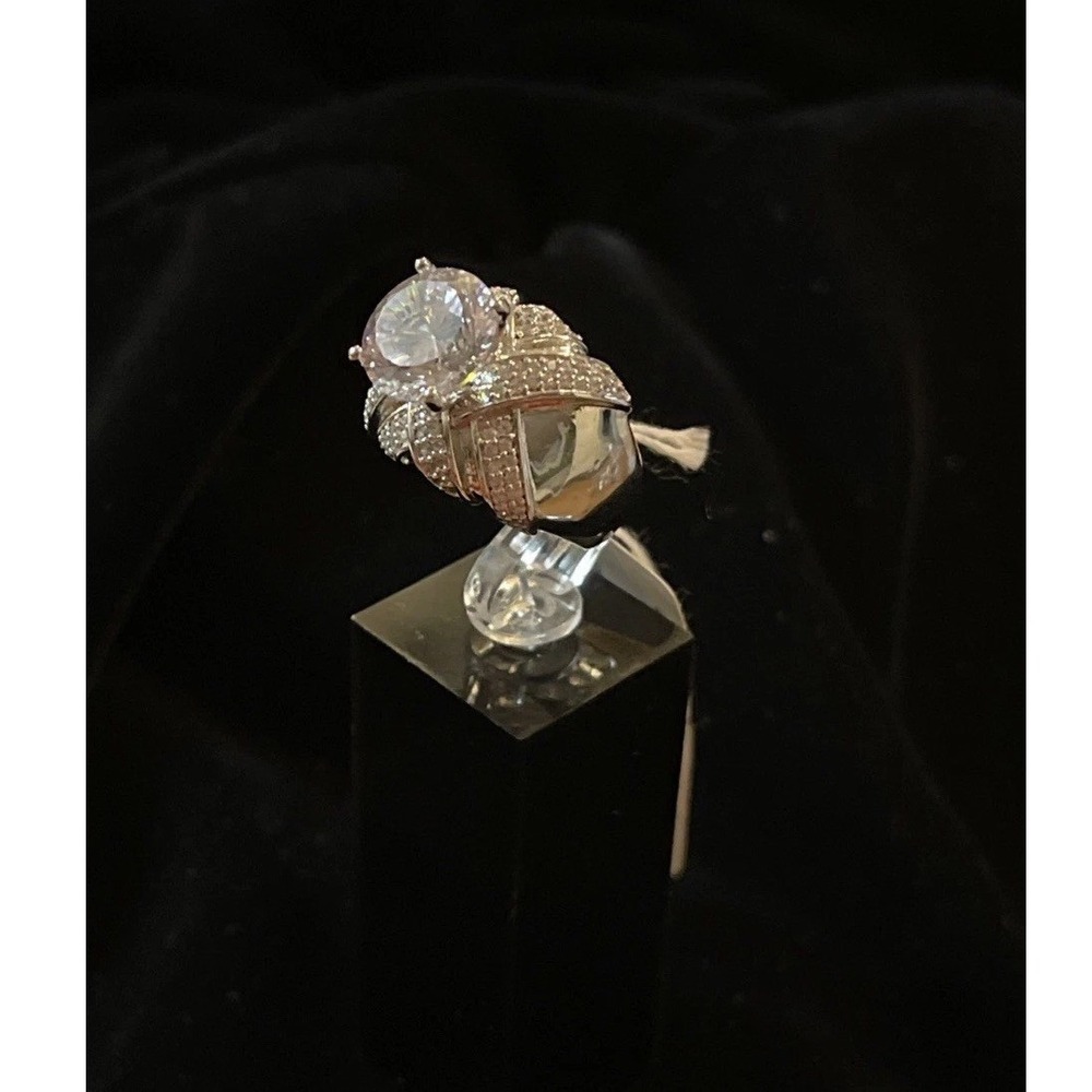 JTV PAJ 9.25 Sterling Silver Rhodium Plate Diamond Simulant Dillinium Cut Ring 5